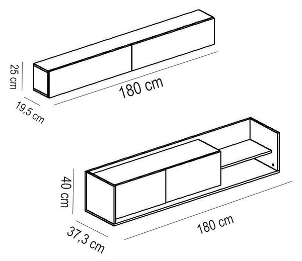 Obývací stěna Kalen (bílá + teak). Akce -23%