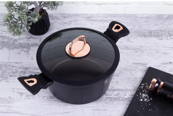 Kastrol s poklicí s mramorovým povrchem 24 cm Black Rose Collection