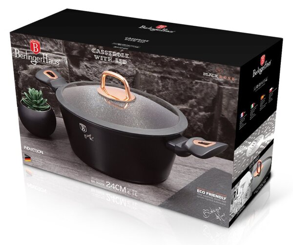 Kastrol s poklicí s mramorovým povrchem 24 cm Black Rose Collection