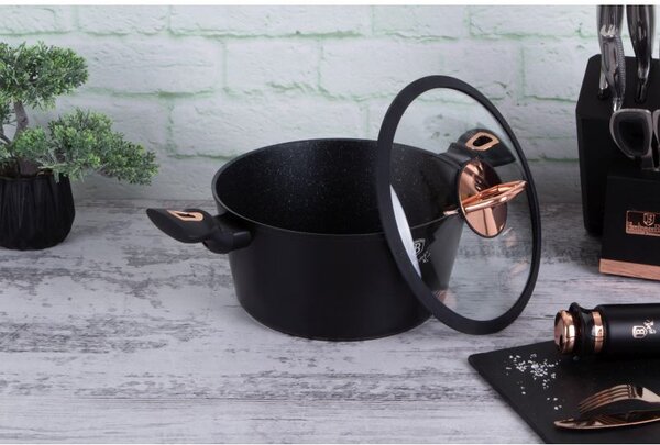 Kastrol s poklicí s mramorovým povrchem 24 cm Black Rose Collection