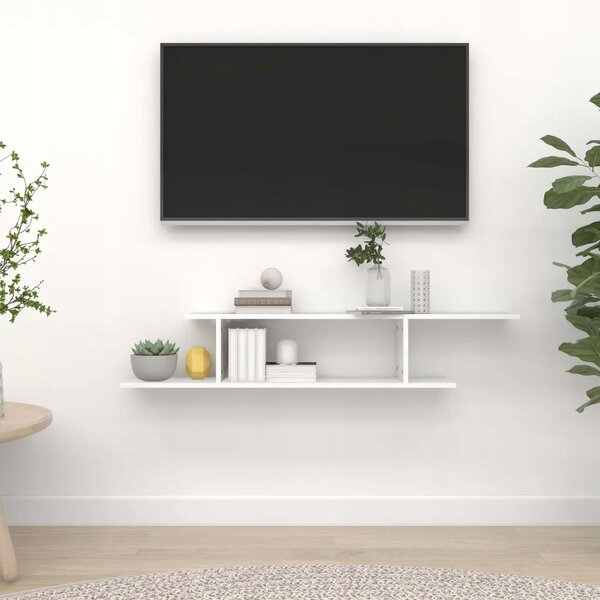 Nástěnná police pod TV 125x18x23 bílá - robustní a moderní