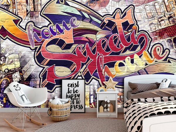 Tapeta graffiti sweet home + lepidlo ZDARMA Velikost (šířka x výška): 250x175 cm