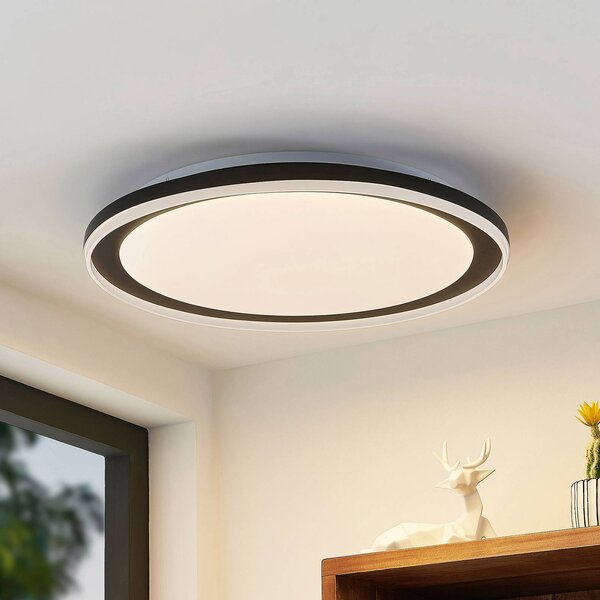 Lindby LED stropní svítidlo Verdan, černé, kovové, stmívatelné,, stmívatelný, Černá, Obývací pokoj / jídelna, kov, Moderní