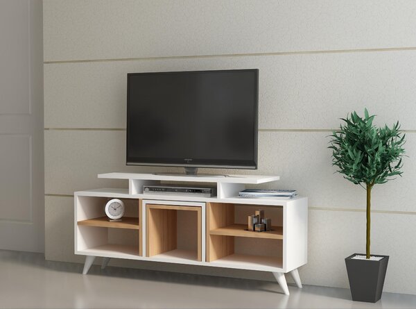 TV stolek/skříňka Kutanetta (bílá + teak)