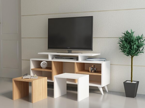 TV stolek/skříňka Kutanetta (bílá + teak)