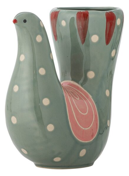 Zelená ručně malovaná váza z kameniny (výška 19 cm) Trudy – Bloomingville