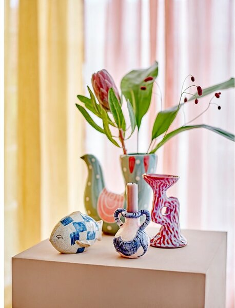 Zelená ručně malovaná váza z kameniny (výška 19 cm) Trudy – Bloomingville