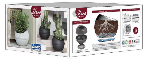 BAMA Květináč SFERA, antracit, kulatý, 23 l