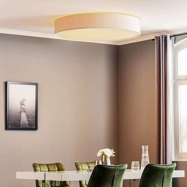 Nowodvorski Lighting Stropní svítidlo Laguna, krémové, Ø 100 cm, stmívatelný, Krémová / jantar, Obývací pokoj / jídelna, Textil / tkanina / hedvábí, Moderní