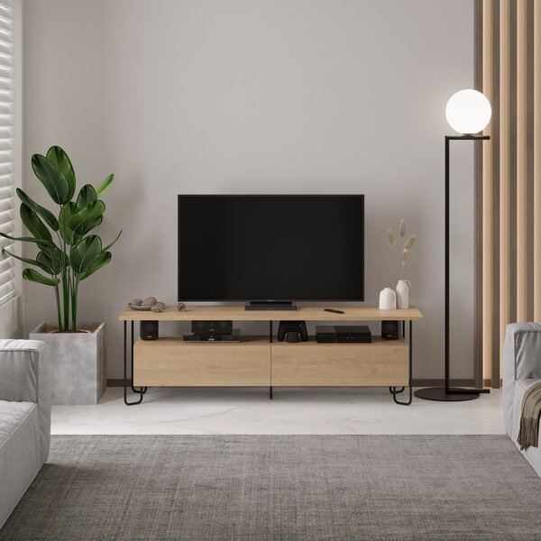 TV stolek v dekoru dubu v přírodní barvě 150x45 cm Dilly – Marckeric