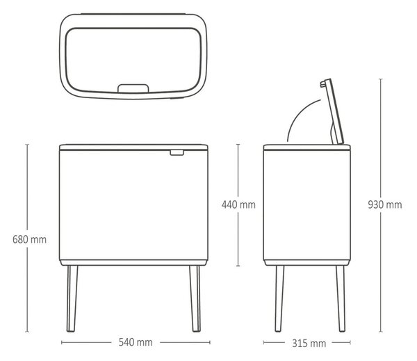 Béžový dotykový ocelový odpadkový koš na tříděný odpad 3x11 l Bo Touch Bin – Brabantia