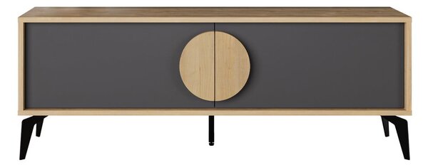 TV stolek v dekoru dubu v černo-přírodní barvě 140x51 cm Vae – Marckeric