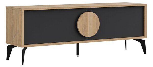 TV stolek v dekoru dubu v černo-přírodní barvě 140x51 cm Vae – Marckeric