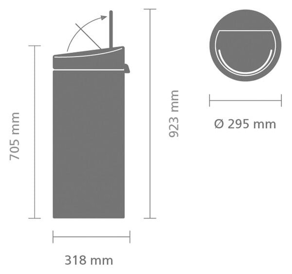 Šedý dotykový ocelový odpadkový koš 30 l Touch Bin – Brabantia