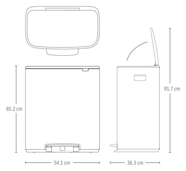 Matně černý nášlapný ocelový odpadkový koš na tříděný odpad 2x30 l Bo – Brabantia