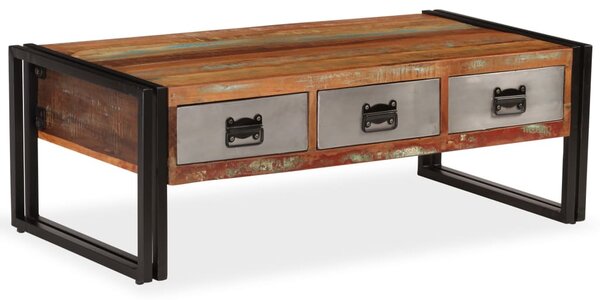 Konferenční stolek se 3 zásuvkami recyklované dřevo 100x50x35cm