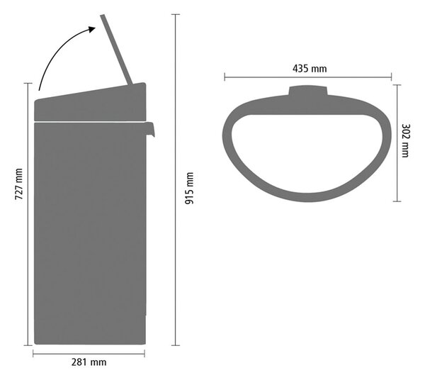 Matně černý dotykový ocelový odpadkový koš 40 l Touch Bin – Brabantia