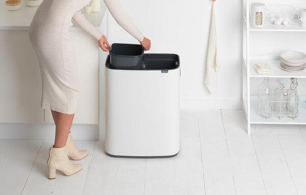 Bílý dotykový ocelový odpadkový koš na tříděný odpad 2x30 l Bo Touch Bin – Brabantia