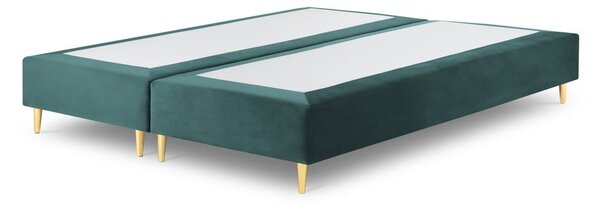 Tyrkysová sametová dvoulůžková postel Mazzini Beds Lia, 160 x 200 cm