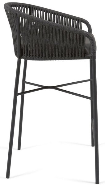 Černá pletená barová židle Kave Home Yanet 80 cm