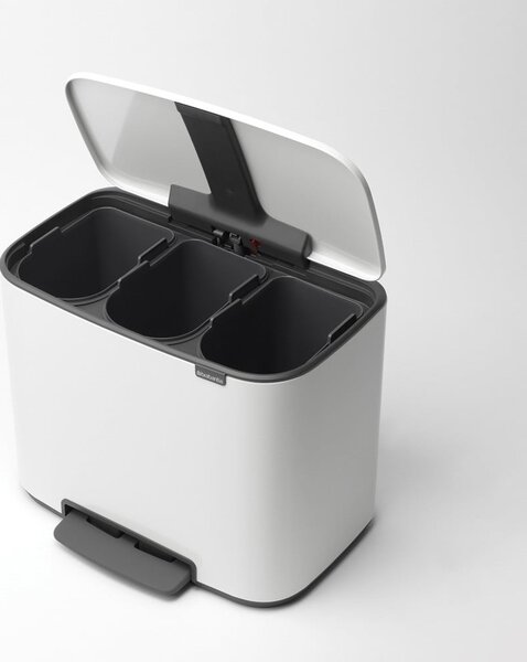 Bílý nášlapný ocelový odpadkový koš na tříděný odpad 3x11 l Bo – Brabantia
