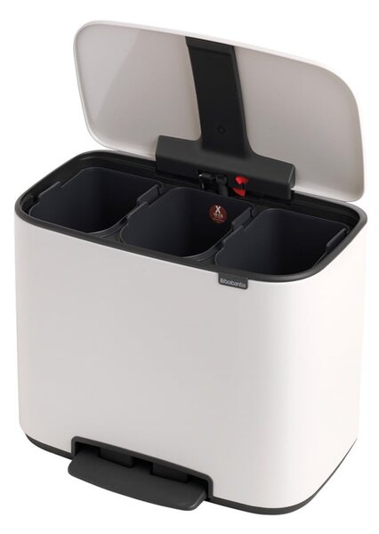 Bílý nášlapný ocelový odpadkový koš na tříděný odpad 3x11 l Bo – Brabantia