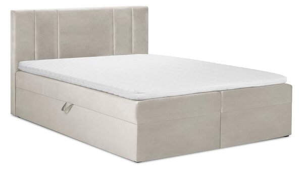 Béžová sametová dvoulůžková postel Mazzini Beds Afra, 180 x 200 cm