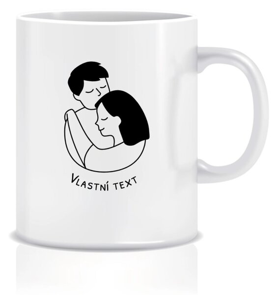 Personalizovaný klasický bílý hrníček 300 ml - pár v objetí