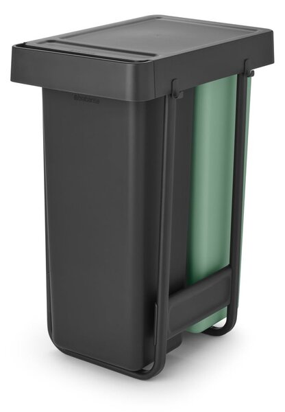 Vestavný plastový odpadkový koš na tříděný odpad v mentolovo-tmavě šedé barvě 2x30 l Sort&Go – Brabantia