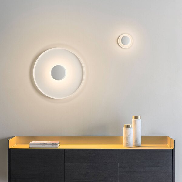 Vibia Top LED nástěnné světlo Ø 60 cm bílé, stmívatelný, Bílá / opál, Obývací pokoj / jídelna, kov, Moderní