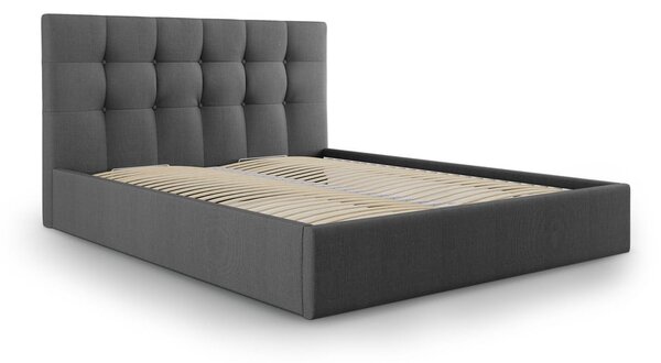 Tmavě šedá dvoulůžková postel Mazzini Beds Nerin, 160 x 200 cm
