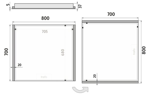 Nimco LED zrcadlo 21W, 80x70 cm