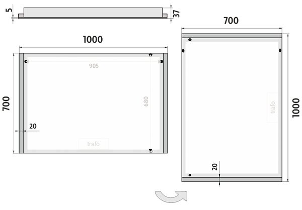 Nimco zrcadlo do koupelny s LED osvětlením 100 x 70 ZP 11004