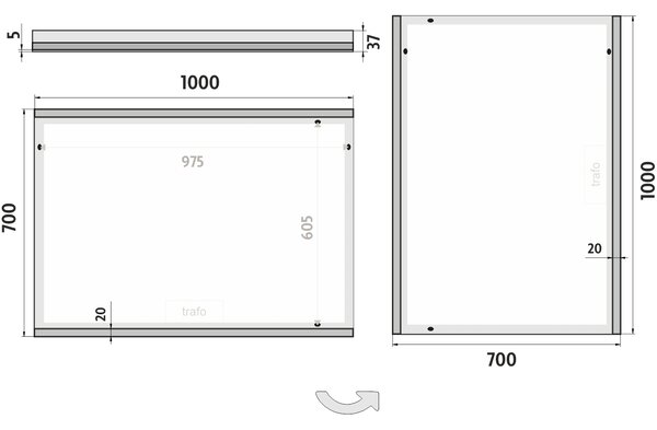 Nimco LED zrcadlo 29W, 100x70 cm