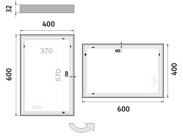 Nimco LED zrcadlo 29W, 40x60 cm