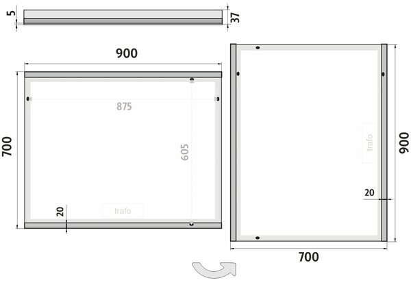 Nimco zrcadlo do koupelny s LED osvětlením 90 x 70 ZP 12019