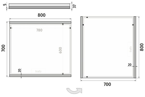 Nimco zrcadlo do koupelny s LED osvětlením 80 x 70 ZP 12003