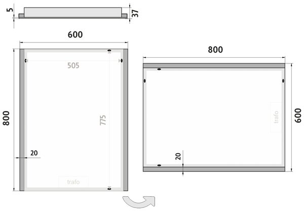 Nimco zrcadlo do koupelny s LED osvětlením 60 x 80 ZP 11002