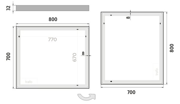 Nimco zrcadlo do koupelny s LED osvětlením 80 x 70 ZP 13003