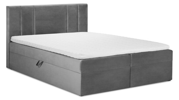 Světle šedá sametová dvoulůžková postel Mazzini Beds Afra, 160 x 200 cm
