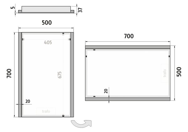 Nimco LED zrcadlo 21W, 50x70 cm