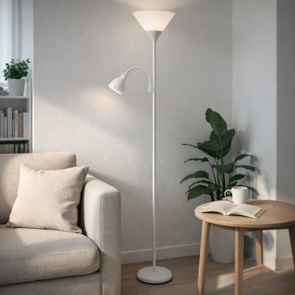 Brilagi - Stojací lampa ARIANA 1xE27/100W/230V + 1xE14/25W bílá