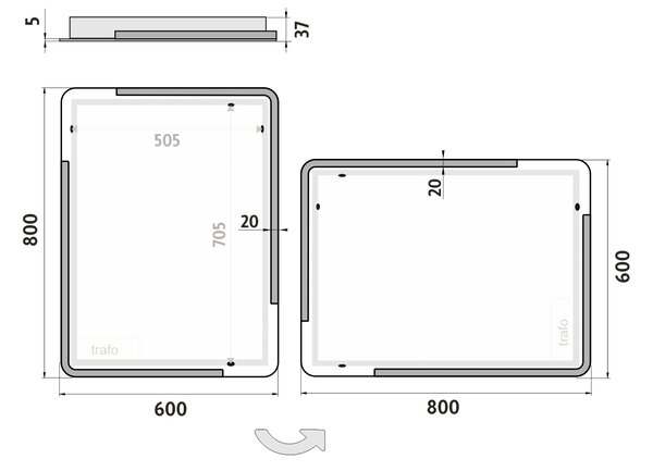 Nimco LED zrcadlo 32W, 60x80 cm