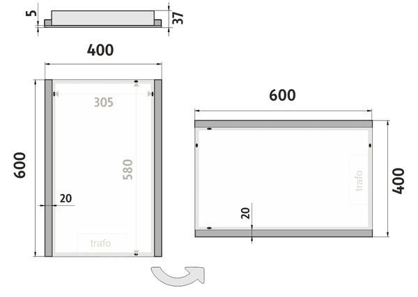 Nimco LED zrcadlo 18W, 40x60 cm