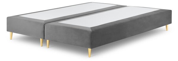 Světle šedá sametová dvoulůžková postel Mazzini Beds Lia, 180 x 200 cm