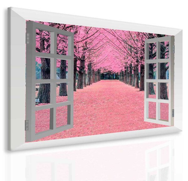 3D obraz růžová alej Velikost (šířka x výška): 50x40 cm