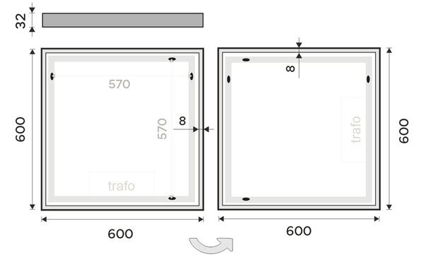 Nimco LED zrcadlo 30W, 60x60 cm