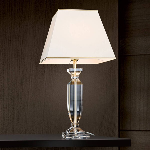 ORION Stolní lampa Pokal s křišťálem zlatá/krémová, Krémová / jantar, Obývací pokoj / jídelna, Křišťál
