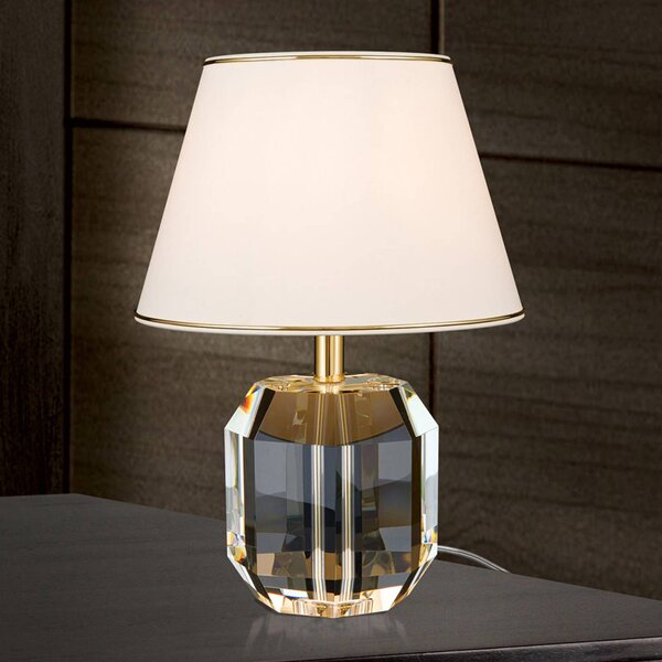 ORION Stolní lampa Alexis s křišťálem zlatá/krémová, Krémová / jantar, Obývací pokoj / jídelna, Křišťál