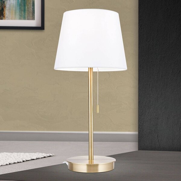 ORION Stolní lampa Ludwig s portem USB bílá/mosaz, Bronz / starožitná mosaz, Obývací pokoj / jídelna, kov, Moderní